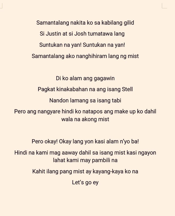 jo_oneken19's tweet photo. SIJON MIST ft. SeKen by Stellvester Ajero (lyrics) 🎶

@stellajero_ @imszmc @felipsuperior

MAHALIMA 2ND DAY SA ARANETA
@SB19Official #SB19
#SB19DunkinPHThanksgiVIng
https://t.co/C5cpXgReHn https://t.co/EFvP1pFznP