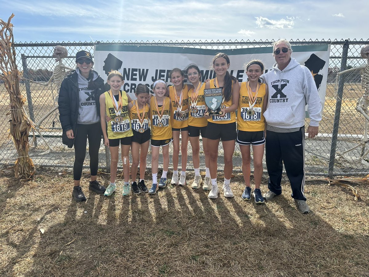 TMS_PhysEd's tweet photo. Thompson Cross Country competing at the NJ Middle School State Championships 🏆🦁
Girls getting 1st place &amp; Boys getting 3rd place!! 
@ThompsonMSpride @MTPSpride https://t.co/n6nww6sV46