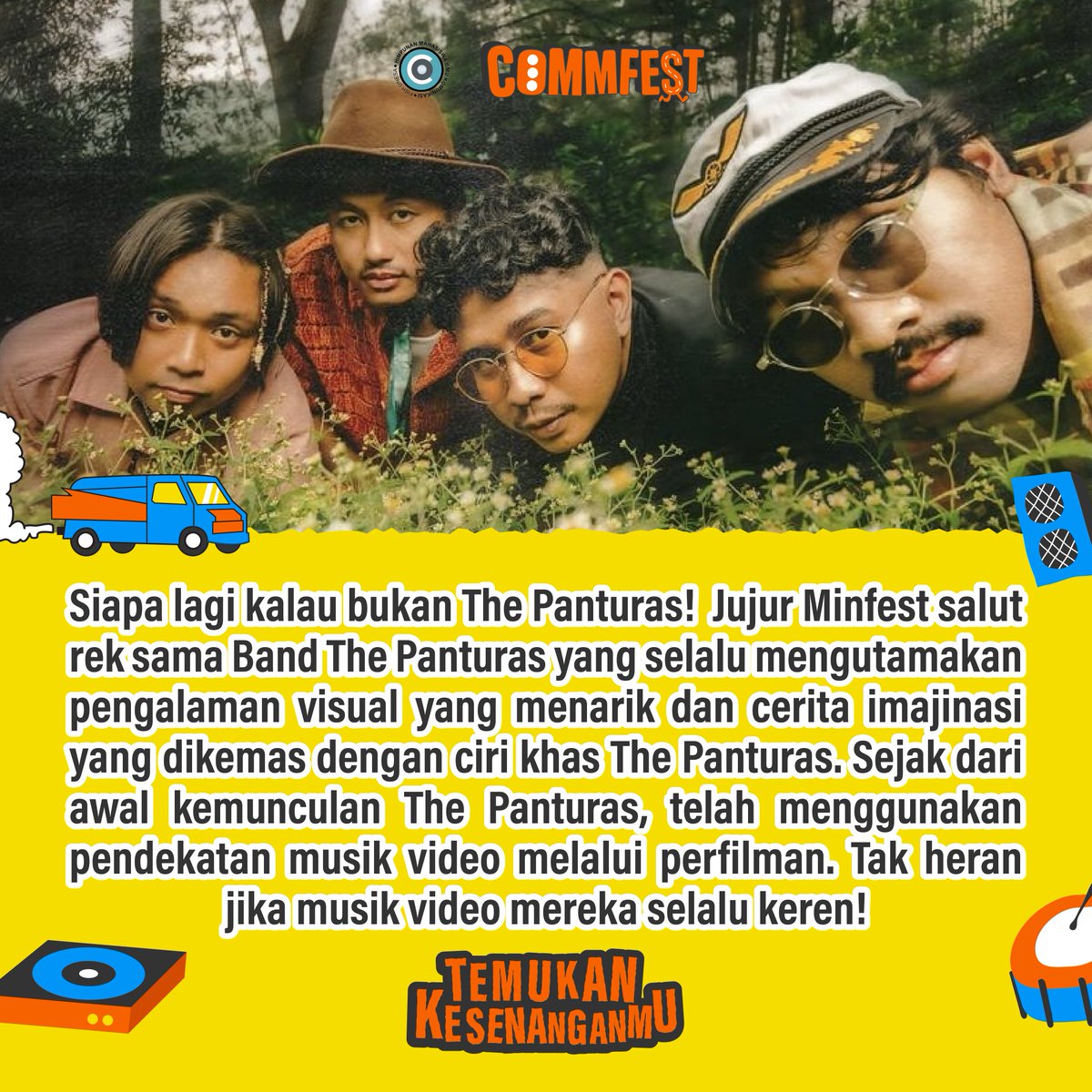 comm_fest's tweet photo. BERITA HANGAT DARI COMMFEST⚠️
rekk! kalian tau ga sih kenapa kok visualnya The Panturas selalu keren dan selalu menarikk?! ternyata oh ternyataa... yuk simak KACnya!!
#CommFest2024
#TemukanKesenanganmu
#CityOfParty
#FunFestival
#ThePanturas
#KonserSurabaya https://t.co/WeOXit5CvD