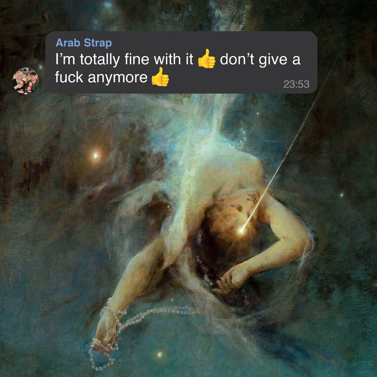 brokendog's tweet photo. Arab Strap - I’m Totally Fine With It 👍 Don’t Give A Fuck Anymore 👍 @ArabStrapBand #arabstrap https://t.co/brp6aQ3JWe