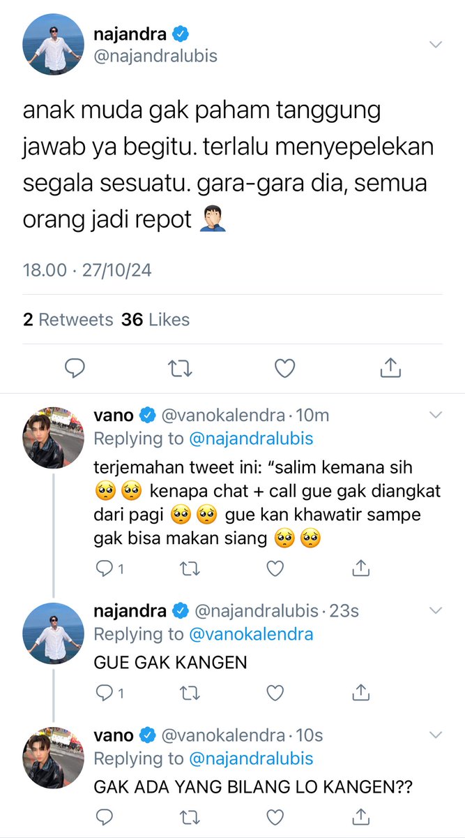 donsteacup's tweet photo. mentee brondong
—skynani some tweets au

ketika salim kena fitnah sama staff divisinya, mas naj ngamuk besar. di depan orang boleh sangar, tapi kalau sama salim pasti jadi manusia paling manja se-dunia.

©donsteacup https://t.co/8v41t2IQSP