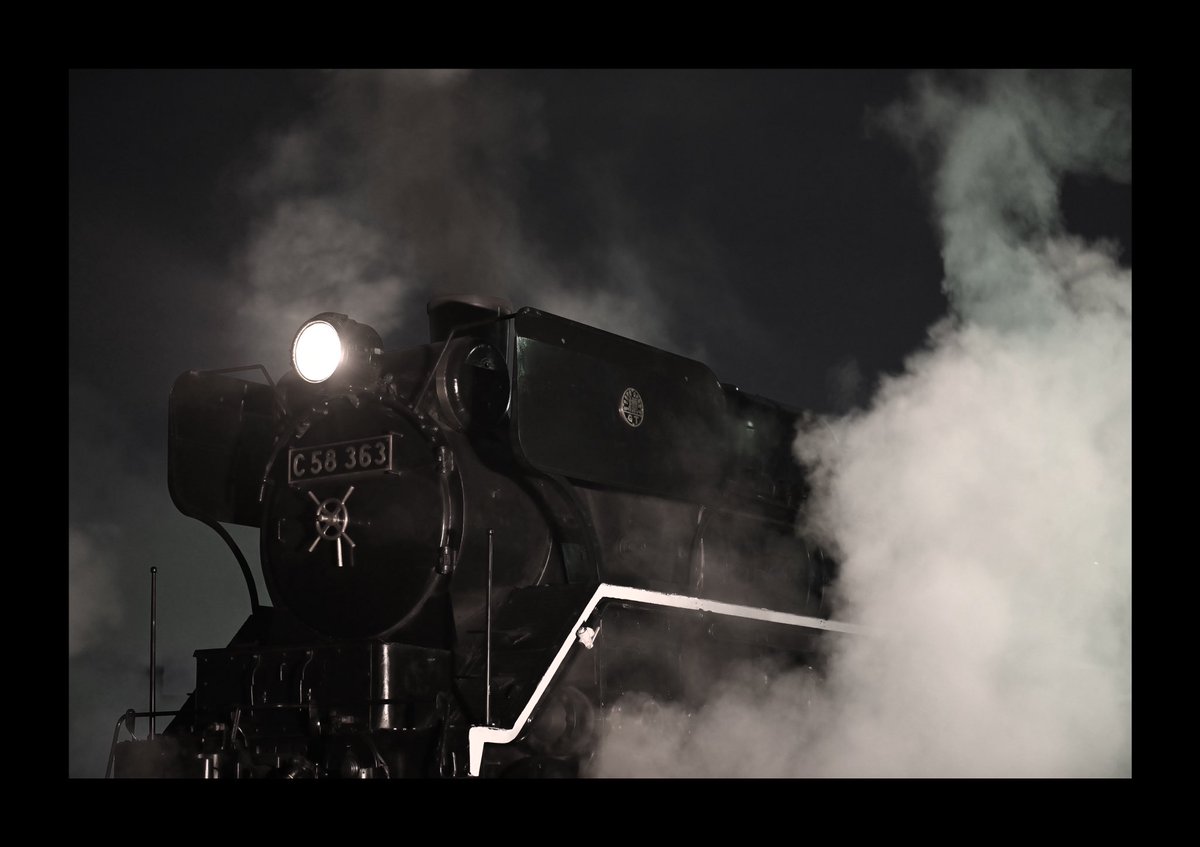ooigawa1017's tweet photo. 2024.10.26
秩父鉄道 C58 363
後藤デフ夜間撮影会

ご縁ありまして、参加させて頂きました🙇‍♂️

ランボード白塗りと暗闇に浮かび上がるC58の凛々しさたるや。
素敵な一時を過ごさせて頂きました。

秩父鉄道様、主催者様並びに参加された皆様、お疲れ様でした。 https://t.co/TCBtPsOsRy