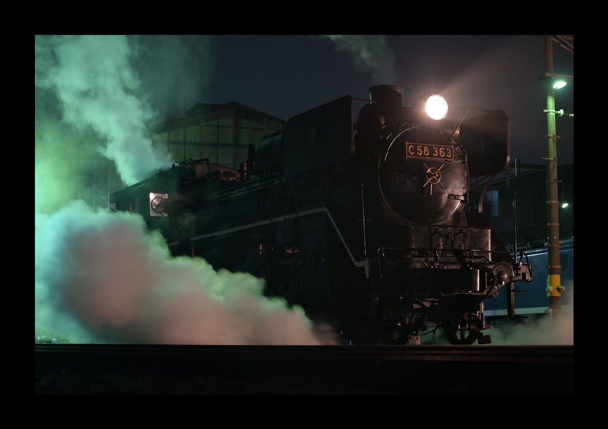ooigawa1017's tweet photo. 2024.10.26
秩父鉄道 C58 363
後藤デフ夜間撮影会

ご縁ありまして、参加させて頂きました🙇‍♂️

ランボード白塗りと暗闇に浮かび上がるC58の凛々しさたるや。
素敵な一時を過ごさせて頂きました。

秩父鉄道様、主催者様並びに参加された皆様、お疲れ様でした。 https://t.co/TCBtPsOsRy