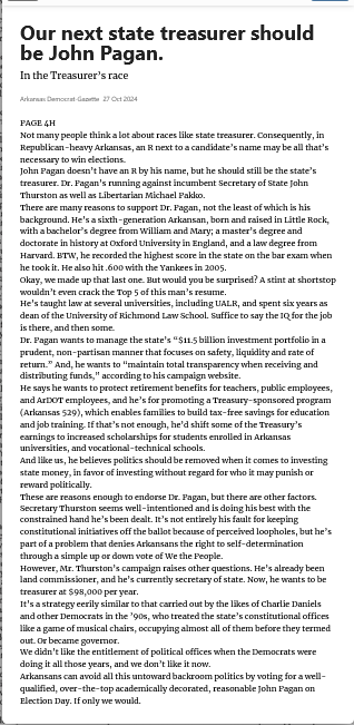 John Pagan for State Treasurer tweet media