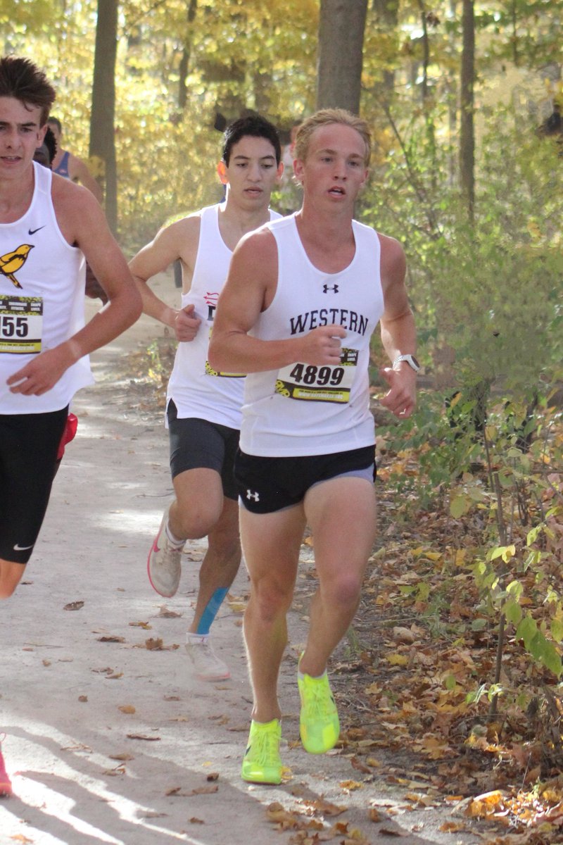 WesternTrackXC's tweet photo. Congratulations to Camden Raab (7th place, 15:32.0) &amp; Miles Rudy (23rd, 15:59.1) - STATE QUALIFIERS!

It's the first time we've had multiple finishers run sub-16 since Chris Williams &amp; Jeff Brantley at  the 1980 state finals. https://t.co/b0ksKx7fYv