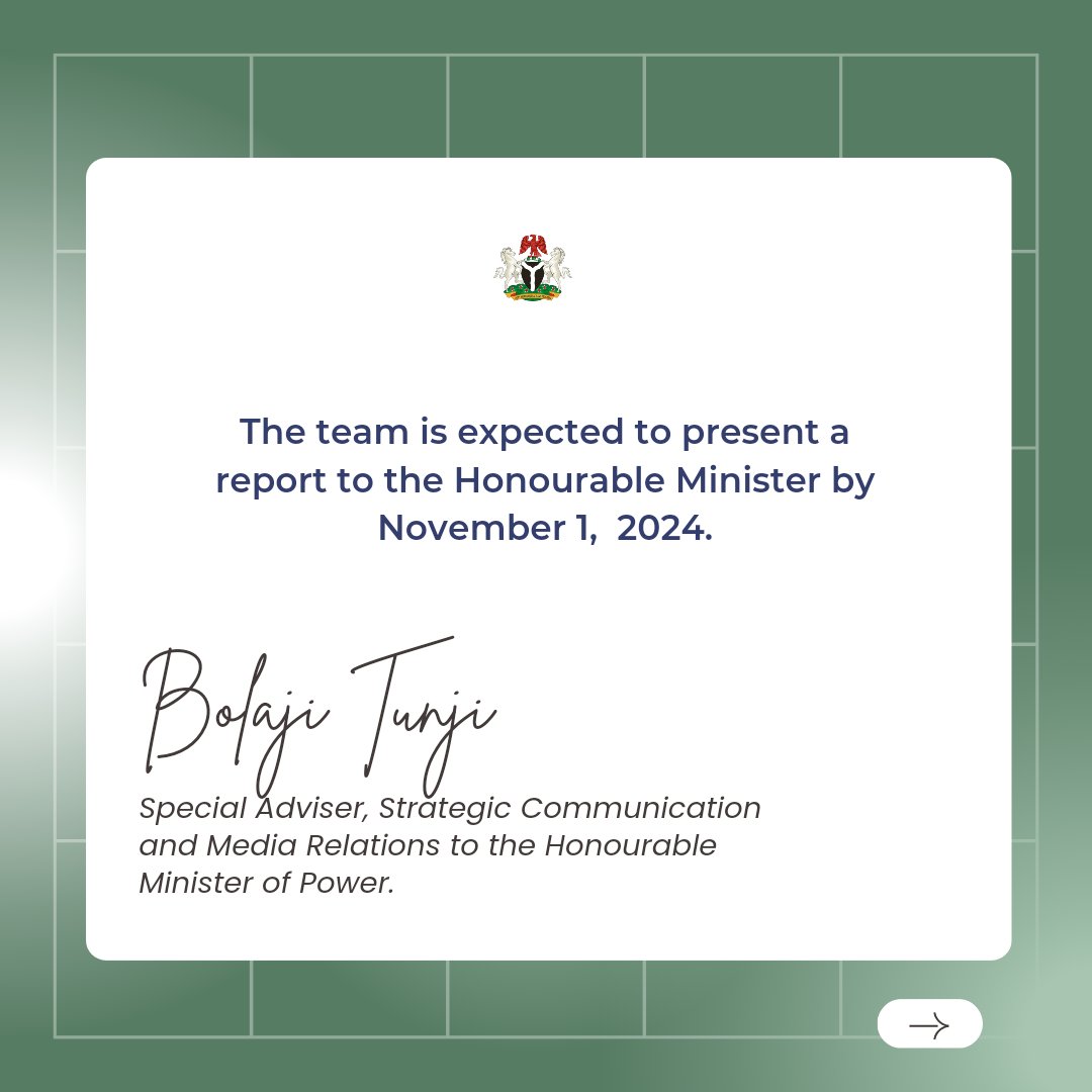 Still on the Press Statement:

The Committee will holistically review the national grid stability and identify investments and technical capacities required to make the grid smart and resilient.

SWIPE TO READ THE FULL STATEMENT. 

#energysector
#information
#development