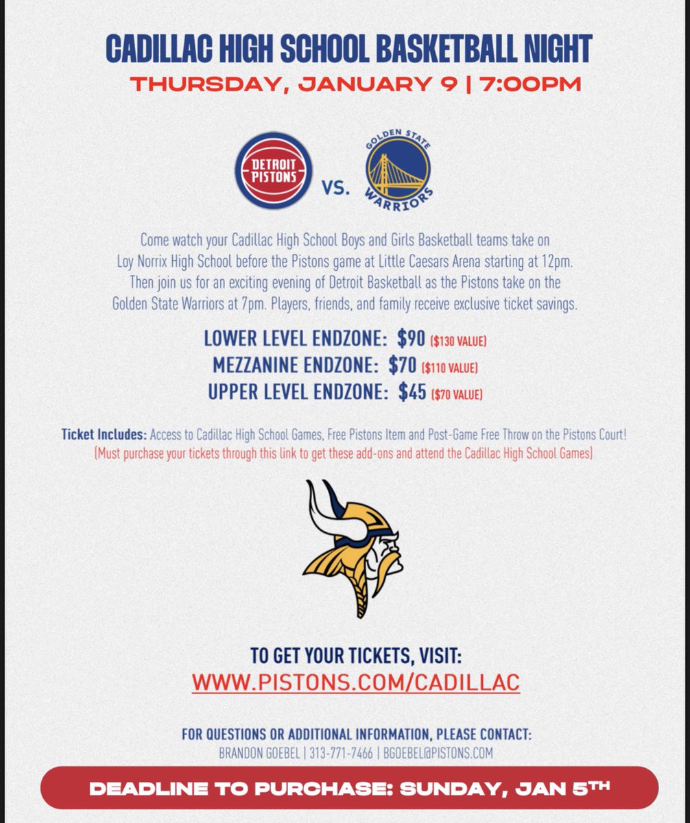 CadillacHoops's tweet photo. Will be a fun night for the entire community. Ticket info attached. https://t.co/w3K5sI0JT9