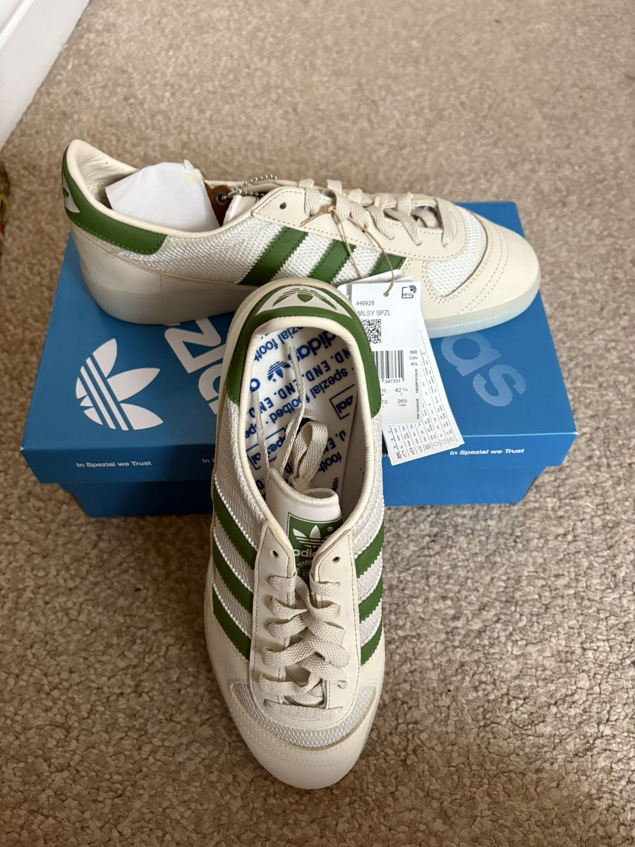 GarethTatts2's tweet photo. @adiFamily_ Adidas Wilsy Spezial 
Size 8.5
BNWT 
Unworn and untried 
Og box
£95 delivered 
Add 4% if by PayPal https://t.co/xytFdver3G
