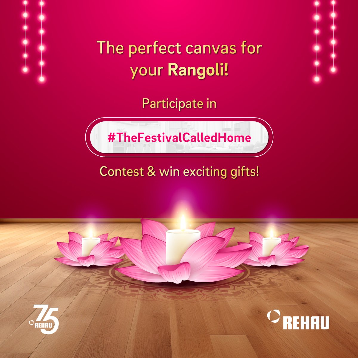 Celebrate Diwali with vibrant Rangoli on RAUFLOOR—scratch-resistant, water-resistant, and easy to maintain! Share your designs and stand a chance to win exciting prizes. Contest ends Oct 30! ✨ #TheFestivalCalledHome #DiwaliContest #REHAU