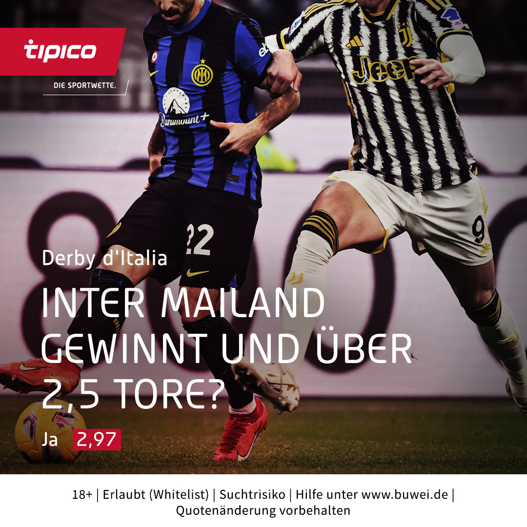 Tipico_de's tweet image. Derby d´Italia 🇮🇹
Kann diesmal Inter gewinnen und fallen hierbei mehr als 2,5 Tore ⁉️

Hier findet ihr alle Quoten zum Spiel 👉 bit.ly/Tipico-SerieA

#SerieA #INTJUV #Inter #Mailand #InterMilan #Juve #Juventus #Turin #Sportwetten