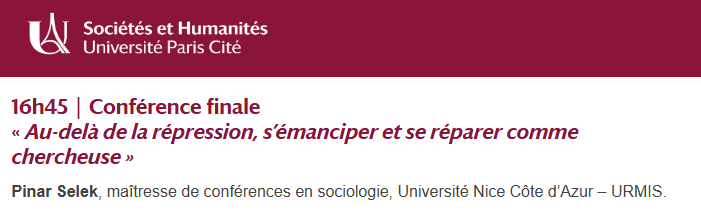 🗓️ Notre collègue <a href="/Pinar_Selek/">Pınar Selek</a> interviendra le 29/11 prochain dans le colloque "Éthique de la recherche, engagement dans la cité et libertés académiques" organisé à <a href="/univ_paris_cite/">Université Paris Cité</a> !
Programme disponible ici ⬇️
u-paris.fr/societes-human…