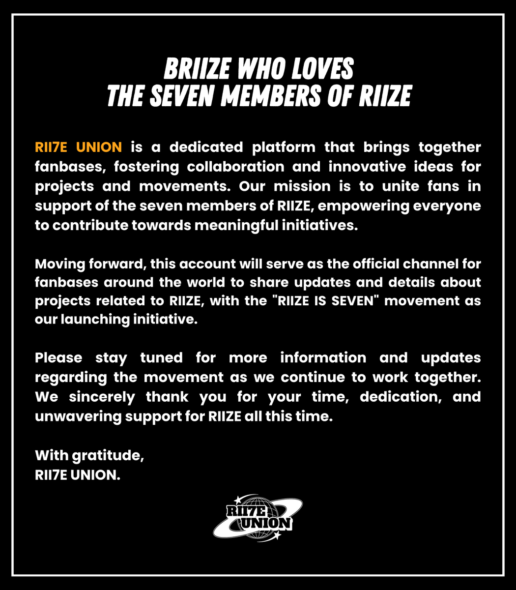 Hello! We are BRIIZE who loves the SEVEN members of RIIZE.