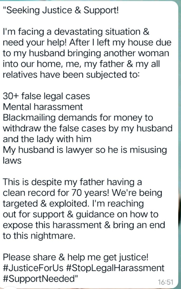 DrChaud95710382's tweet photo. "Seeking Justice &amp; Support

Please share &amp; help me get justice! #JusticeForUs #StopLegalHarassment #SupportNeeded" https://t.co/YvNjR894wb