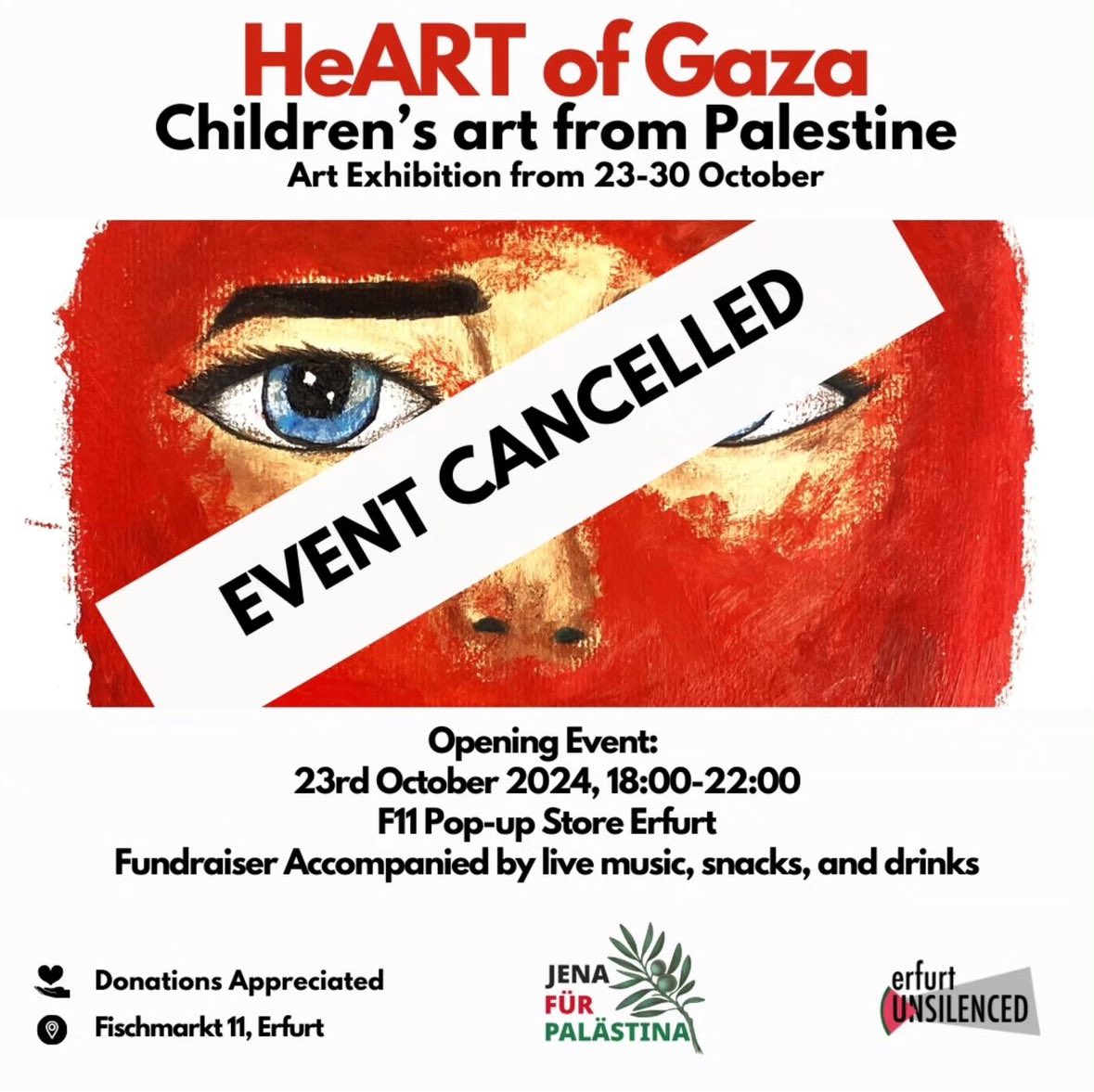 derJamesJackson's tweet image. A children’s art exhibition in a pop up store in Erfurt has been cancelled 1 day before it was launched for being too political. Organisers say this wouldn’t have happened with Ukrainian children’s drawings