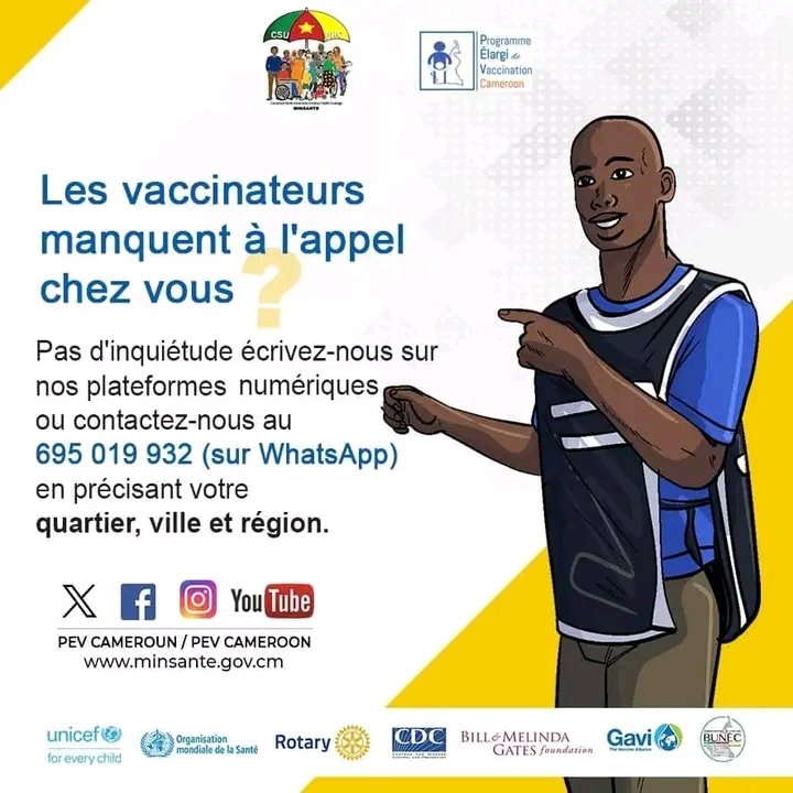 JoeFirmin_Joe's tweet image. Le @pevcameroun a un message pour vous...

Bon à savoir ! 

Contactez-nous, nous prendrons des dispositions pour faire vacciner votre enfant de moins de 5 ans contre la #polio tout long de la semaine prochaine.
#24OutPolio24
#ABCStopPolio24