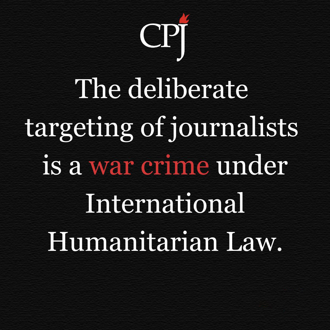 During any conflict, journalists are civilians under international humanitarian law. 

Facilities and equipment utilized for reporting and disseminating news are also civilian structures.

They must be respected and protected.

Journalists are #NotATarget.