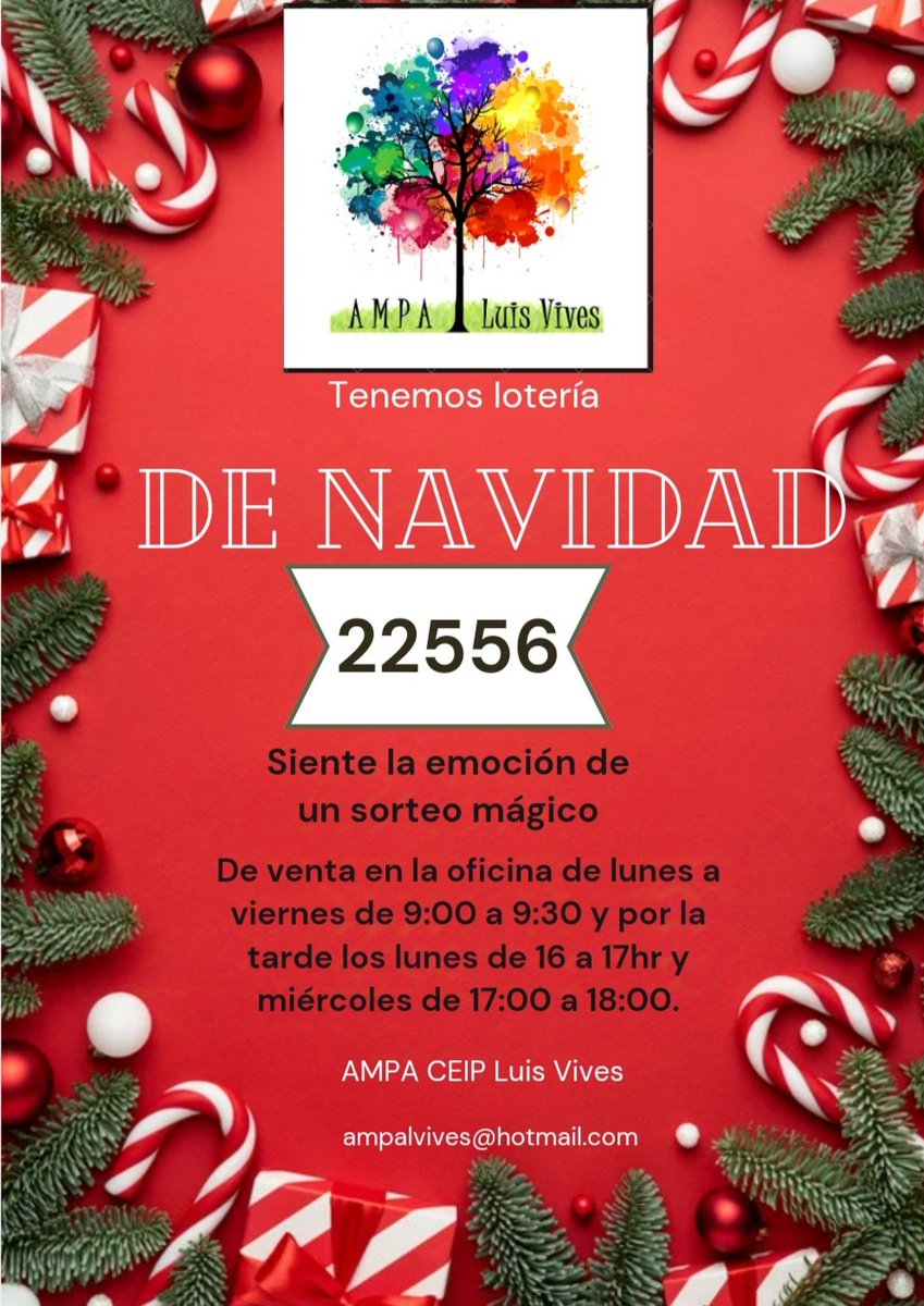 Ya tenemos lo que tanto esperabais y preguntabais. Nuestra lotería de navidad del AMPA!!!! Las papeletas son a 6€, daros prisa porque vuelannnnnnnnn!!!!!