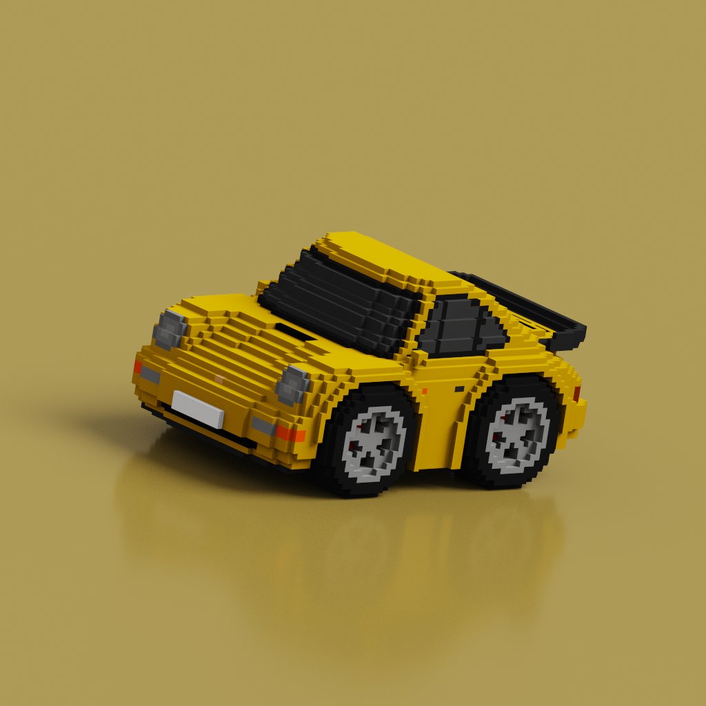 niningasan's tweet photo. ポルシェ911(964型)のボクセルアートを作りました。 https://t.co/lHbYSZEkvu