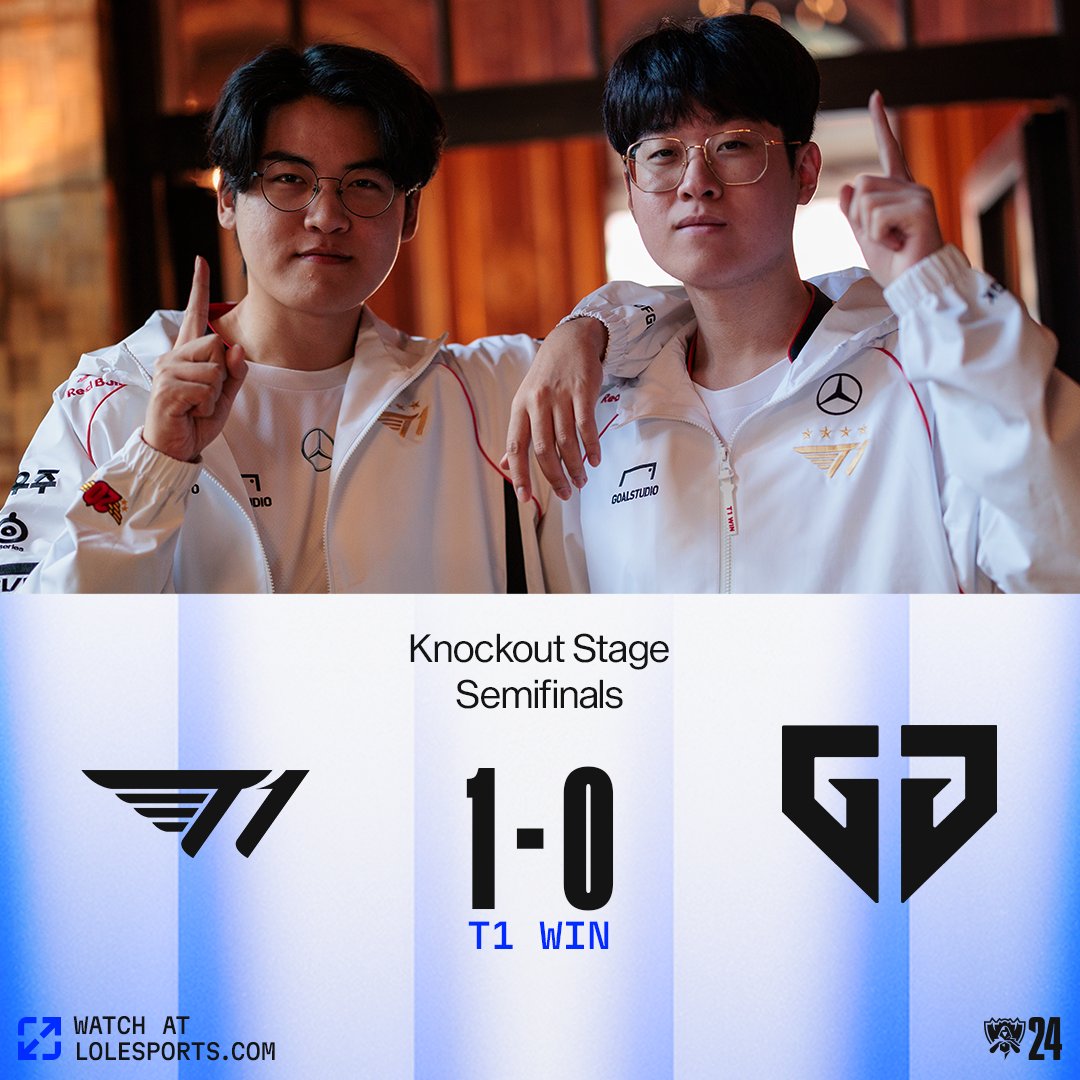 1⃣-0⃣

<a href="/T1LoL/">T1 LoL</a> strike FIRST in the #Worlds2024 Semifinal!
