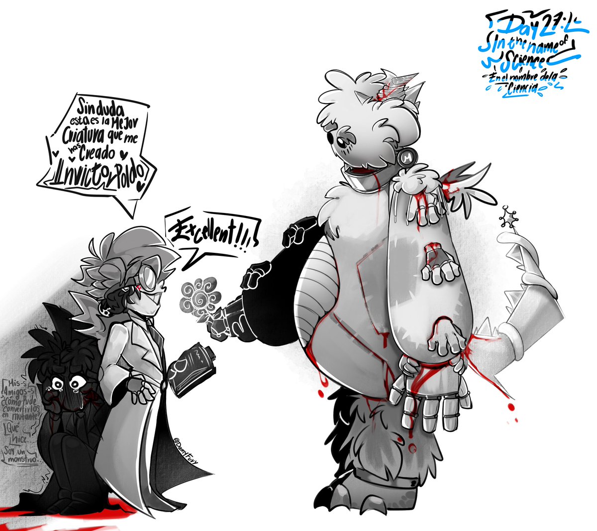 🩸GoreTober🩸
Day 27: In the name of Science (En el nombre de la ciencia) Wow un mutante...
 #CoMPaS #ELDT #goretober #goretober2024 #inktober2024 #ElLaboratorioDeTimbalosky