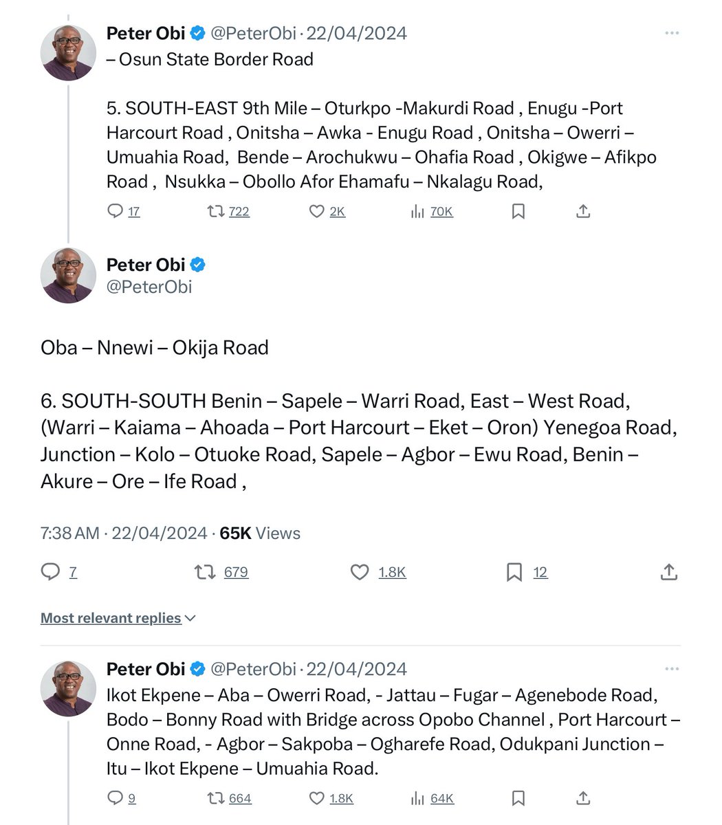 Concerned Citizen (@timedfrank) on Twitter photo <a href="/thecableng/">TheCable</a> <a href="/HouseNGR/">Nigeria House of Representatives</a> <a href="/realdaveumahi/">David Nweze Umahi</a> A wise man once listed the Federal Roads needing urgent attention.
Dear Minister, this is a friendly reminder in case you’ve forgotten where these roads are. <a href="/thecableng/">TheCable</a> <a href="/HouseNGR/">Nigeria House of Representatives</a> <a href="/realdaveumahi/">David Nweze Umahi</a> A wise man once listed the Federal Roads needing urgent attention.
Dear Minister, this is a friendly reminder in case you’ve forgotten where these roads are.