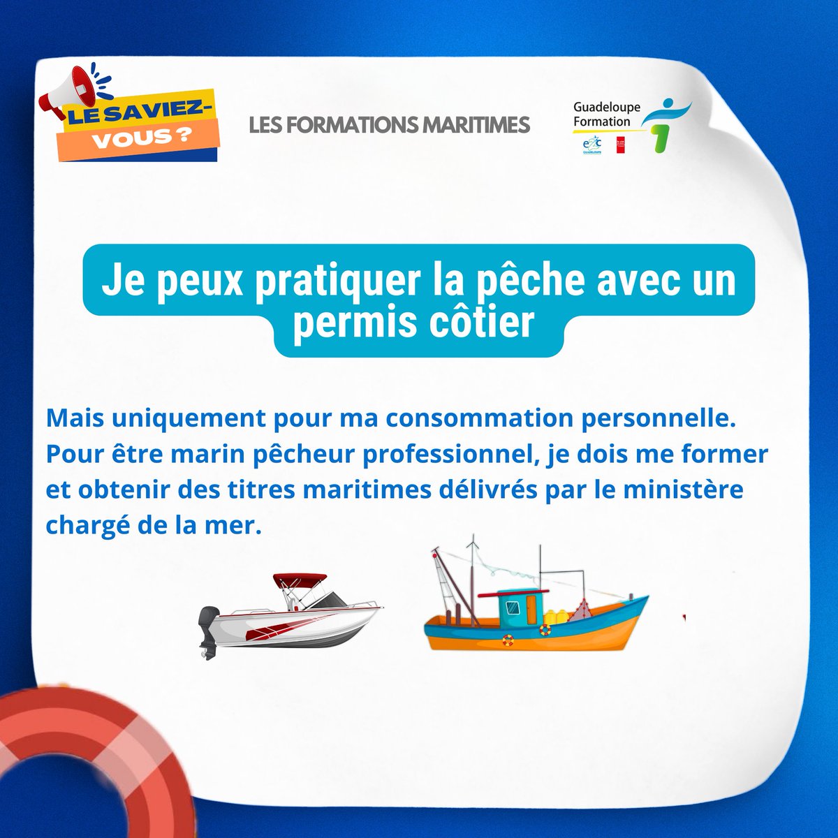 Gpe_Formation's tweet photo. #LeSaviezVous ❓
Nous vous proposons un nouveau format, les carrousels « Le saviez-vous? », pour en savoir plus sur notre établissement.
Après la diffusion de notre vidéo de présentation de la formation CACPP, nous vous proposons d’en savoir plus sur nos formations maritimes. https://t.co/O0bgGdUHrQ