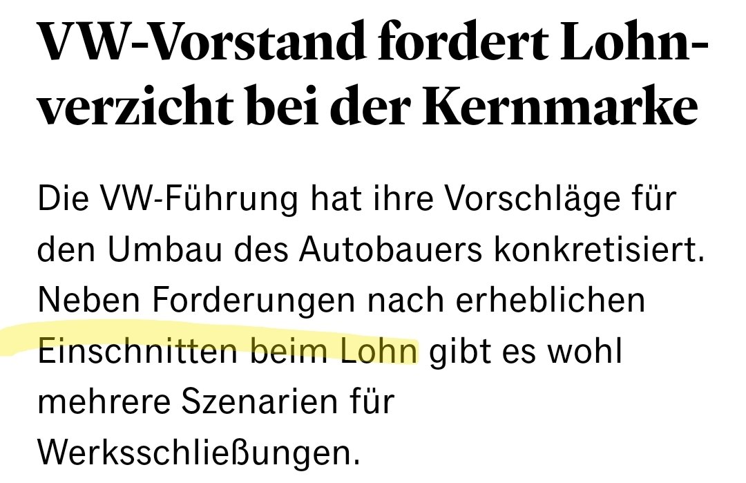 zulison's tweet photo. Übersetzung: VW Führung geht als Vorbild voran und verzichtet auf jegliche Kompensation jenseits der 100k pro Jahr. #Volkswagen #rolemodel #also https://t.co/tG4dmMsJUC