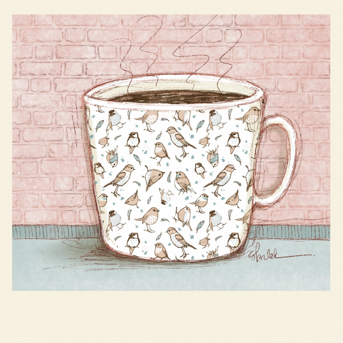 ChristyObalek's tweet image. In between projects I’ve been working away at my #procreate pattern brushes - this bird pattern began in a sketchbook. I didn’t “clean up” the rough sketches after scanning them in - I love how it turned out! #surfacedesign #surfacepatterndesign #birdnerd #patterns #birds #moth