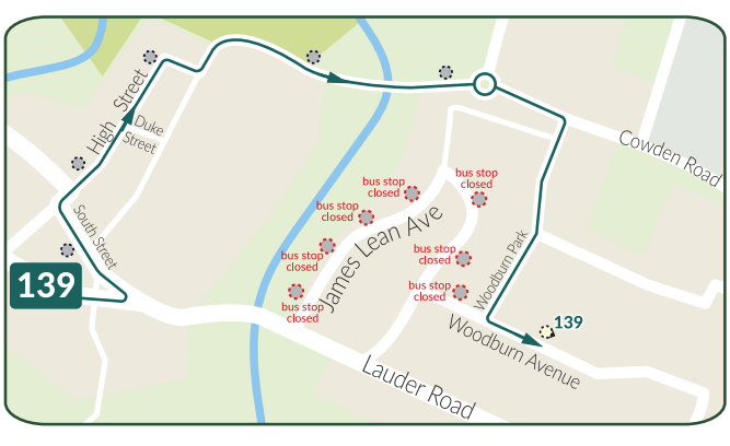 midgov's tweet image. #Woodburn Road, Dalkeith from the junction with the A6106 (Newmills Road) through to Gibson Drive, will be closed from Monday 28 October.
This is for resurfacing work that will take a maximum of six weeks. 
Bus diversion in image below. 
More: ow.ly/QJnp50TSrh0
#roadworks