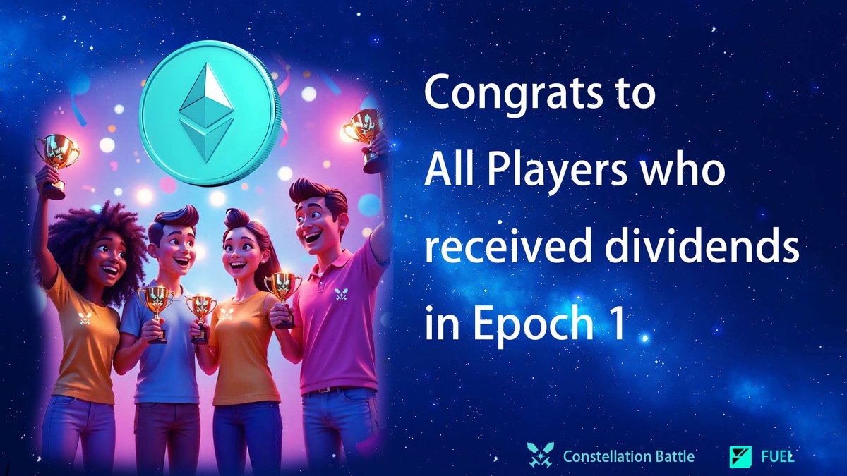 constellationba's tweet photo. 🥳Our Constellation Battle game has been successfully run for 1 Epoch on @fuel_network Mainnet. 🔥

🥂Congratulations to all the players &amp; Community Nodes who received dividend rewards in Epoch 1.

⏰Epoch 2 has started. Join in early and battle to get big rewards now! https://t.co/1OoqhaQKtW