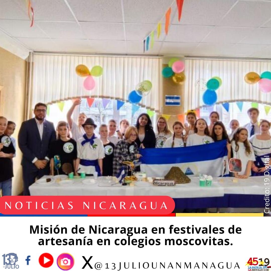 Una delegación nicaragüense participa en festivales de artesanía en colegios moscovitas #SomosUNAN
#SoyCSM
#ManaguaSandinista
#4519LaPatriaLaRevolucion