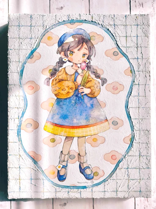 最終日ぎりぎりにタグ失礼します 透明水彩と色鉛筆でゆっくりふんわり絵を描いています。 素敵な企画ありがとうございます〜! #日常原画収穫祭