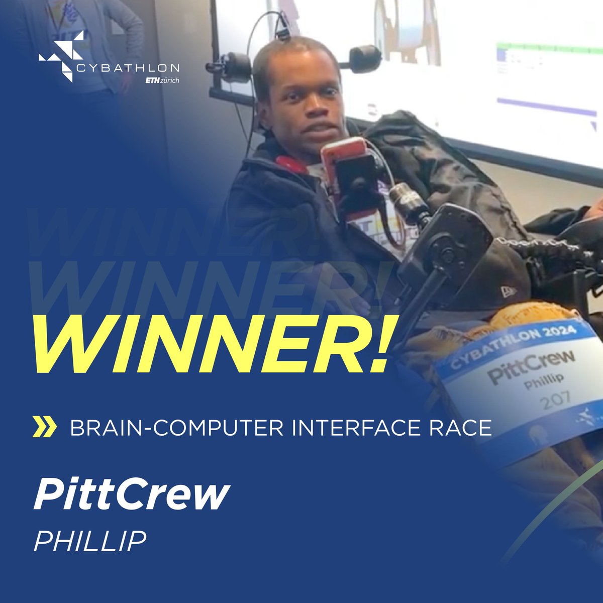 🏆 And the winner of the Brain-Computer Interface Race at CYBATHLON 2024 is…. 

PittCrew 🎉

Congratulations to the whole team, and a huge thank you to all the BCI teams for taking part! 

#BrainComputerInterface #CYBATHLON2024 <a href="/maxonglobal/">maxon</a> <a href="/RNELabs/">RNEL</a>
