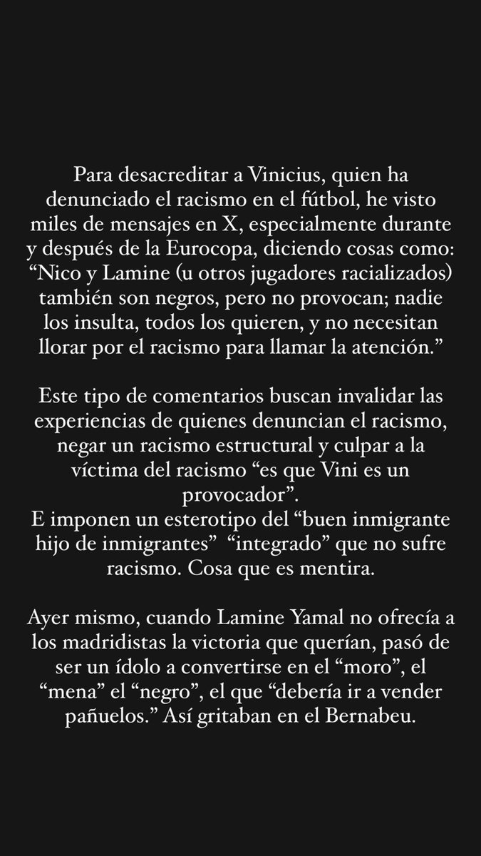 Lamine Yamal era un ídolo en la Eurocopa. Y desacreditaban a Vinicius “porque Lamine no provocaba y no sufría racismo”.
Ayer Lamine ya no era un ídolo para los madridistas porque no les da la victoria que ellos quieren.