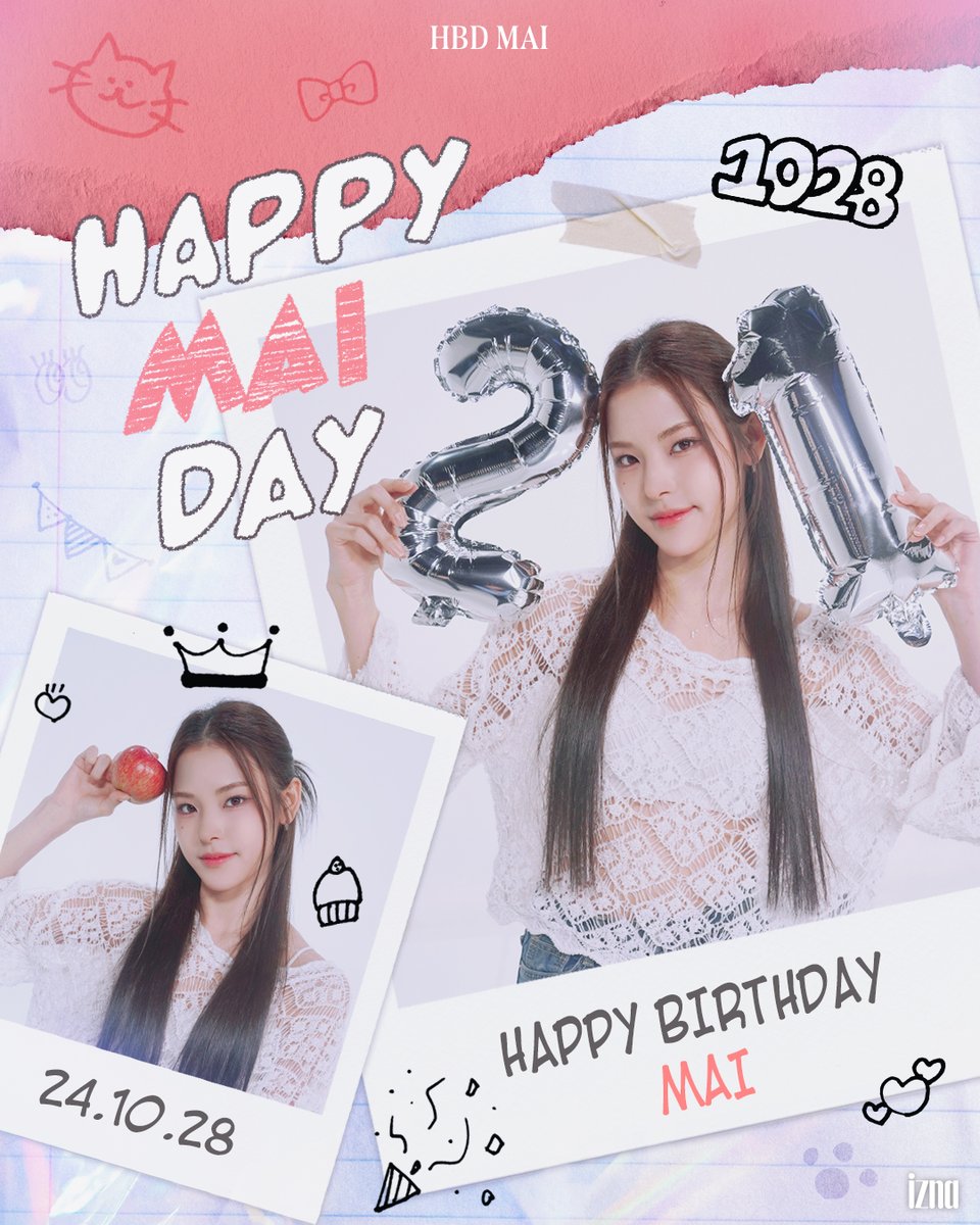 izna_offcl's tweet image. 𝗛𝗔𝗣𝗣𝗬 𝗠𝗔𝗜 𝗗𝗔𝗬🎂❤️

Happy Birthday to MAI!

#izna #이즈나
#MAI #마이
#HAPPYMAIDAY