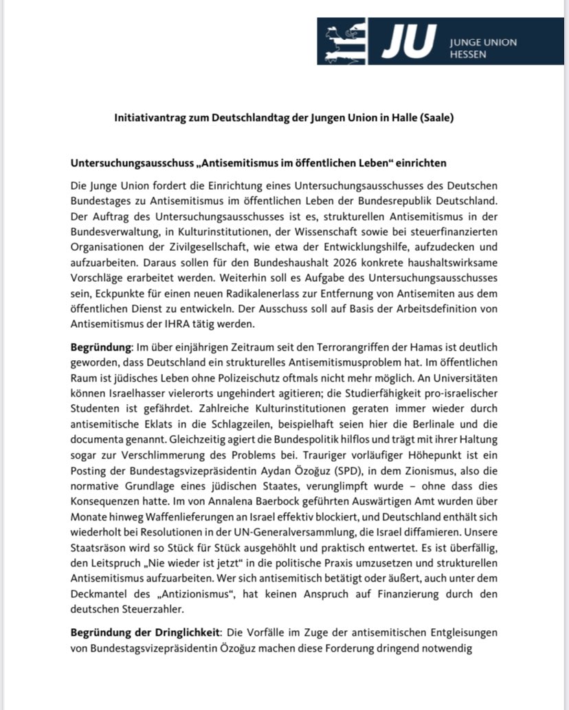 jbvolkmann's tweet image. Heute in der BAMS: die einstimmige Forderung des #DLT24 nach einem U-Ausschuss zur Aufarbeitung von Antisemitismus im öffentlichen Raum. Israelfeindlichen Problemstrukturen muss endlich die Finanzierung durch Steuergeld entzogen werden. Wir wollen zudem eine Neuauflage des…