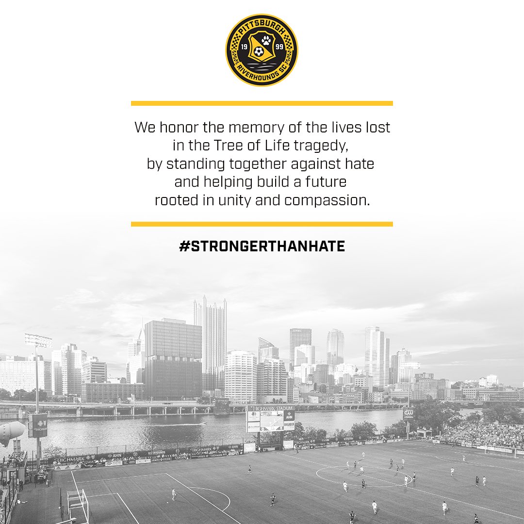 RiverhoundsSC's tweet photo. We will never forget. Pittsburgh is #StrongerThanHate ๐ https://t.co/ngsuJgFgF7
