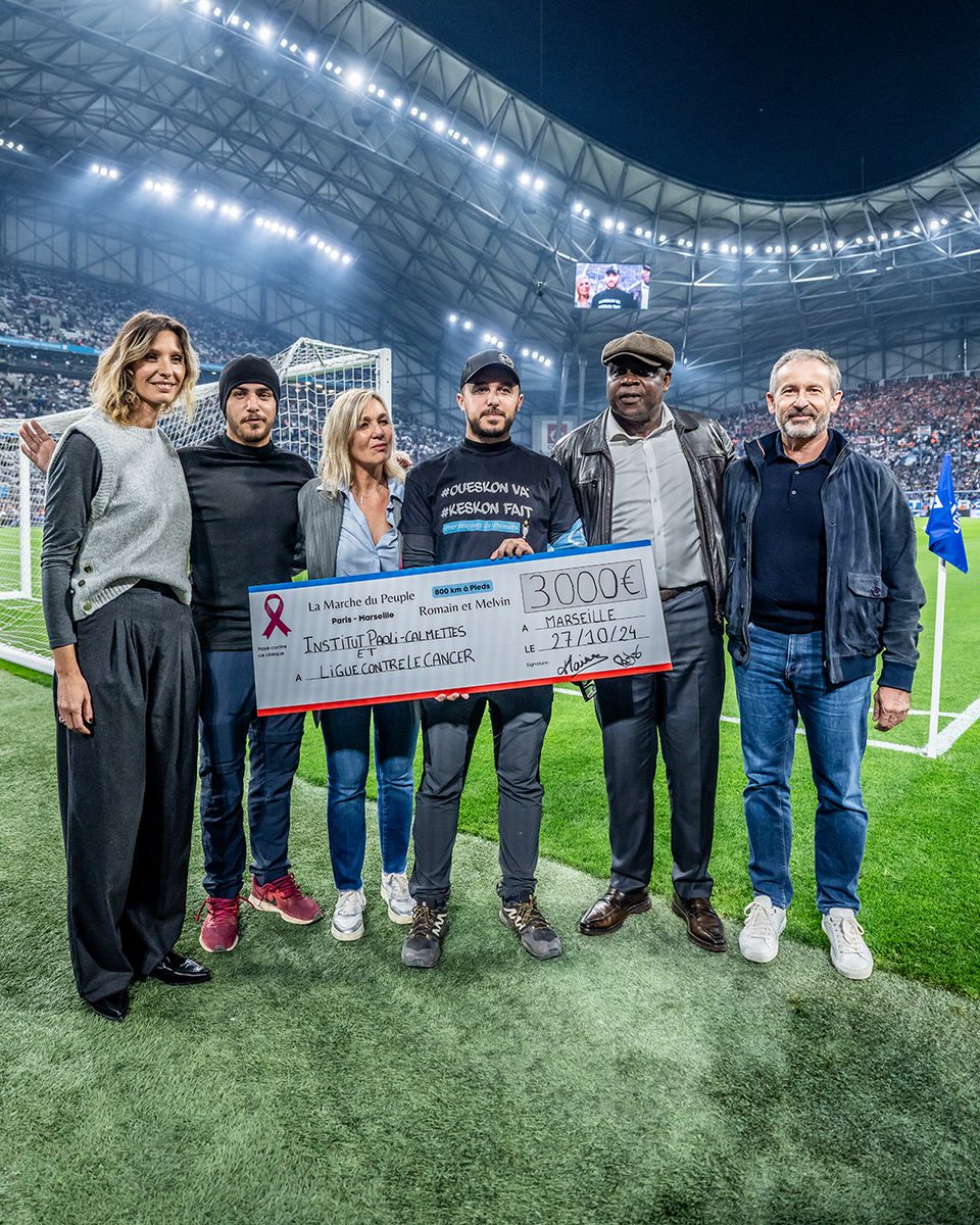 𝐔𝐧𝐢𝐬 𝐜𝐨𝐧𝐭𝐫𝐞 𝐥𝐞 𝐜𝐚𝐧𝐜𝐞𝐫 𝐝𝐮 𝐬𝐞𝐢𝐧 👥🩷

Pour soutenir la Ligue contre le cancer, 𝗥𝗼𝗺𝗮𝗶𝗻 et 𝗠𝗲𝗹𝘃𝗶𝗻 ont marché plus de 800 km de Paris à Marseille et assistent ce soir au Classico à l'Orange Vélodrome ! 🏟️💪

Grâce à cette prouesse, les deux amis ont