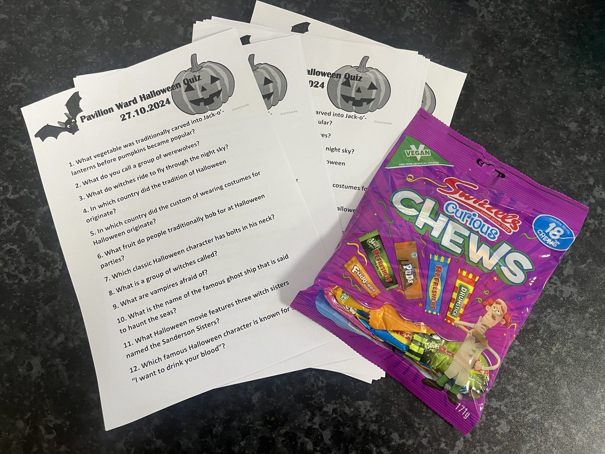 AnnaS033's tweet photo. What a Spooktacular day 🎃👻 starting off with our delicious breakfast group by Kelly, colouring group, Cricket 🏏 by Adam and fun Halloween quiz by Kelly! Happy weekend! @pavilion_ward https://t.co/F3qfpRqQH3