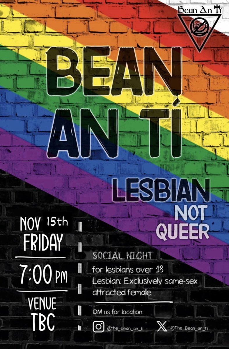 The_Bean_an_Ti's tweet photo. Looking forward to seeing you all again and some new faces Nov 15th! Please like and share! Reminder.. if  you want location please follow one of our socials and DM us.. #lesbianvisability #lesbiannotqueer #lesbians #Dublin #Ireland #samesexattracted 🏳️‍🌈💜 https://t.co/AAHfLWIKQL