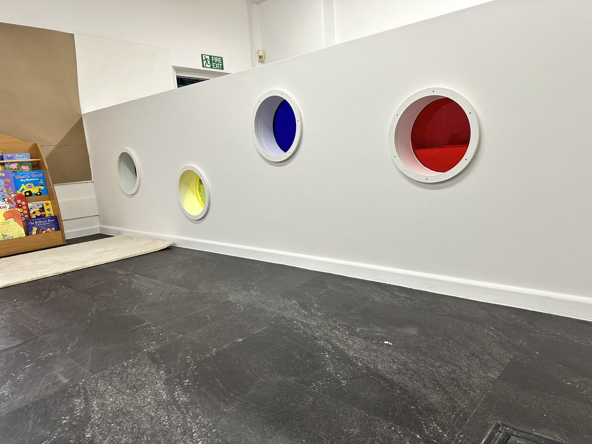 SeatonBuild's tweet photo. Proper job satisfaction when you work in primary schools like @All_SaintsCofE, knowing the kids and staff really appreciate it. Small addition to the preschool area that I did last year, Perspex portholes! to add a bit of colour to the room. @L3arnAT https://t.co/A0heD0RCUV