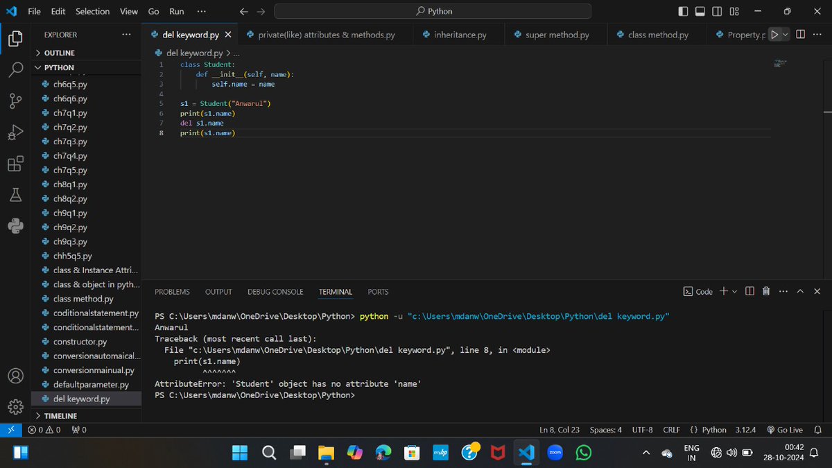 Anwarul23_'s tweet photo. Day 30 of #30Daysofcode
-> Start Python
-> Learn about delivery keyword, Private(like) attributes & methods, Inheritance, Super method, Class method, Property, Polymorphism
-> Solve Practice Questions
@X
#letsconnect #buildinpublic #CodingLife #codinchallenge https://t.co/qp0HL12bRw