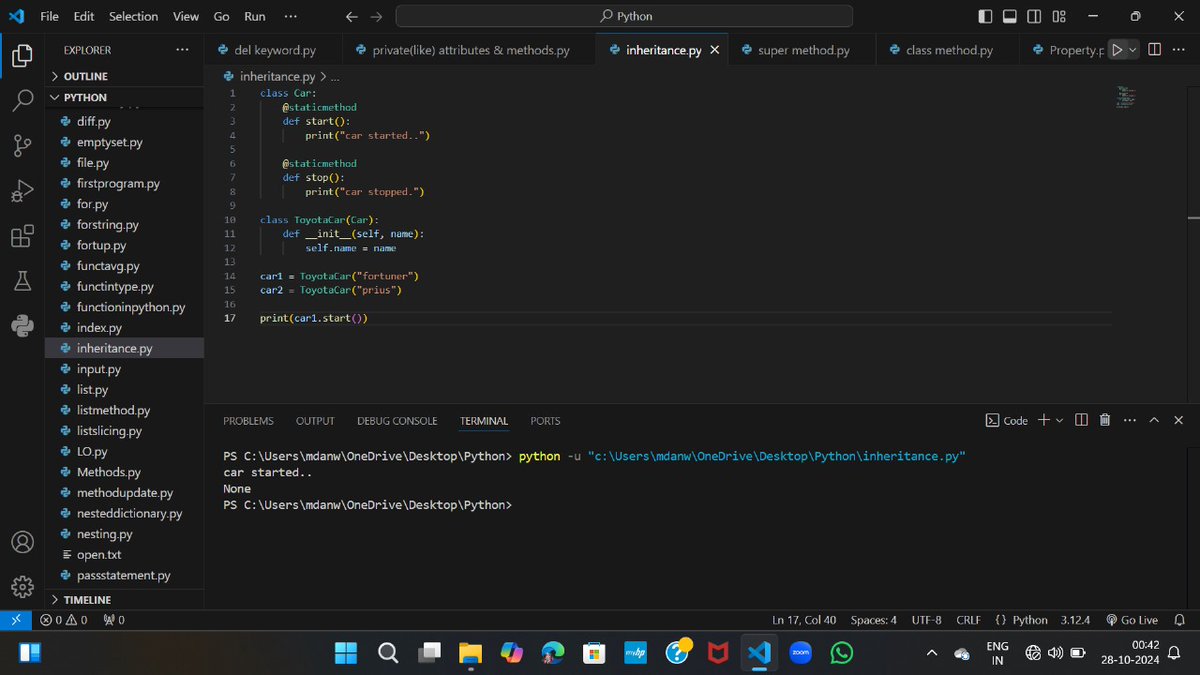 Anwarul23_'s tweet photo. Day 30 of #30Daysofcode
-> Start Python
-> Learn about delivery keyword, Private(like) attributes & methods, Inheritance, Super method, Class method, Property, Polymorphism
-> Solve Practice Questions
@X
#letsconnect #buildinpublic #CodingLife #codinchallenge https://t.co/qp0HL12bRw