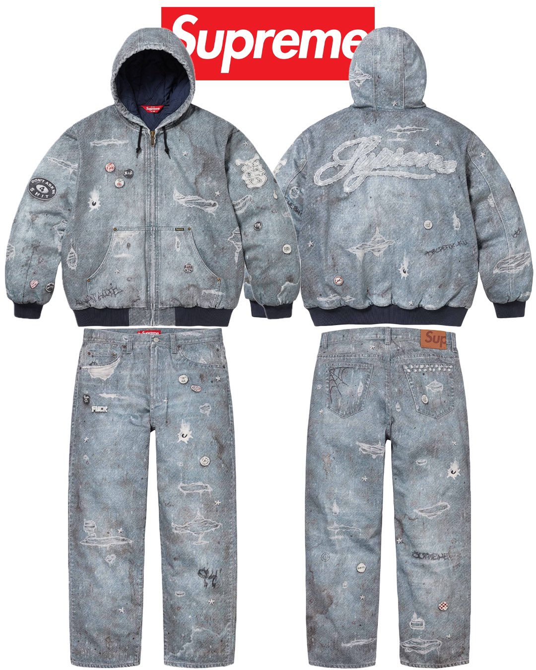 Supreme HJR Trompe L'oeil Hooded Work Jacket (FW24) - $438