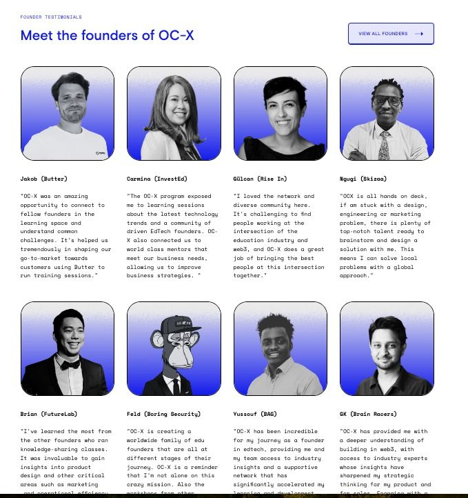 meg_miao's tweet photo. This time 1 year ago, we concluded the first cohort of the OC-X @opencampus_xyz accelerator. 🤯👀🚀 time to sit and reflect:

What a crazy f-ing year. 80+ edtech founders, millions of $EDU financing deployed, 20mil learners, a crazy lineup of experts and mentors from iTalki, IKEA, Netflix... pinch me. 

OC-X was the first Web3 education programme I built. And I don't mean "build" in a loose sense of the word - I genuinely got my hands dirty on this.

@hellowillfan and @vel0xcity let me loose and I built
✨ a 6-week programme getting cohorts of 10 founders across 5-8 timezones in the same Zoom room
✨ a module bidding system matching up founders with their preferred workshop and experts (with @airtable as the backend lol)
✨ 20 modules (now it's at 60!!) of content, from how to scale your instructor pool to business defensibility to good ol socials
✨ everything from slide decks and calendaring systems down to messages to be sent to remind founders to send in their pitch decks.

(I'm in the midst of learning to better talk about & flex the work that I do so I wanted to share some reflections from my time building OC-X... this is terribly scary and I'm feeling a bit cringe, bear with me 🥹)

This is what I learnt building OC-X:

People matter - find the people that don't care if the chicken comes before the egg or the other way around; they know you'll get a good farm going together. Some people that come to mind here @Mo_Ezz14 @pavankat @harryzhangs @ankraj2 @Feld4014 that I've gotten to know through this journey & whose work I greatly admire (mostly because I know I can't do the same things they do!) 🫶

Impact is more than metrics, but metrics help - "feeling good" isn't good enough justification for decision making, but data alone doesn't tell a complete story either. Grant governance is no joke (shoutout to @kittyvo_ for setting up the OC-X grants framework), but transparency balanced with clear storytelling helps everyone get on the same page. 👑

Education is about to pop off - the space is filled with brilliant minds and hearts. Did you know the modern education system is only 200 years old? Education before then was just for the elite, but technology has democratised access more and more. Heard @hanshanhk  talking across different Spaces about the power of EduFi to increase access to learning, and my ex-teacher heart is bursting. 💕

It's just gotten better and better. EDUChain transactions 🤙. @CapyFriends bringing the vibes. OC Hackathon Semester 2 starting soon. 

I just know that my reflections this time of year in 2025 is going to be even crazier.
