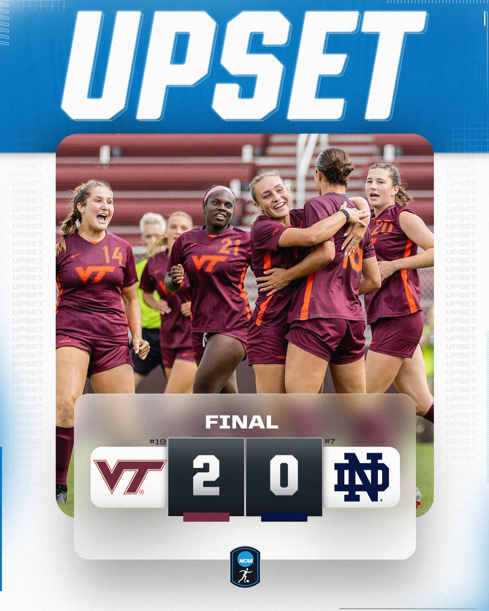 🗣️ DOWN GOES NO. 7!!

No. 19 <a href="/HokiesWSoccer/">Virginia Tech Women's Soccer</a> upset the No. 7 Fighting Irish, 2-0.

#NCAASoccer