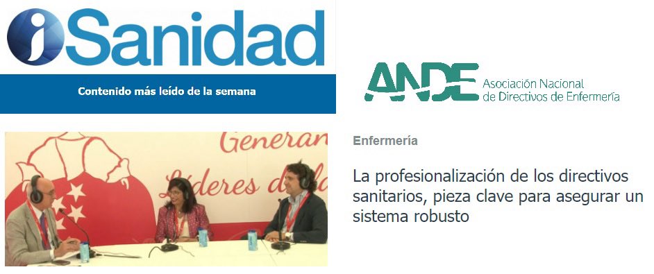 ANDEorg's tweet photo. 🔴🔴🔴 Lo más leído en @isanidad Entrevista #CornerdeInnovacion #34ANDE @SanzVillorejo @DulceRamPuer Pablo Crespo @fenin_es 👏👏👏👏👏👏👏 https://t.co/NSHufjJytU https://t.co/RR0LA4RasH