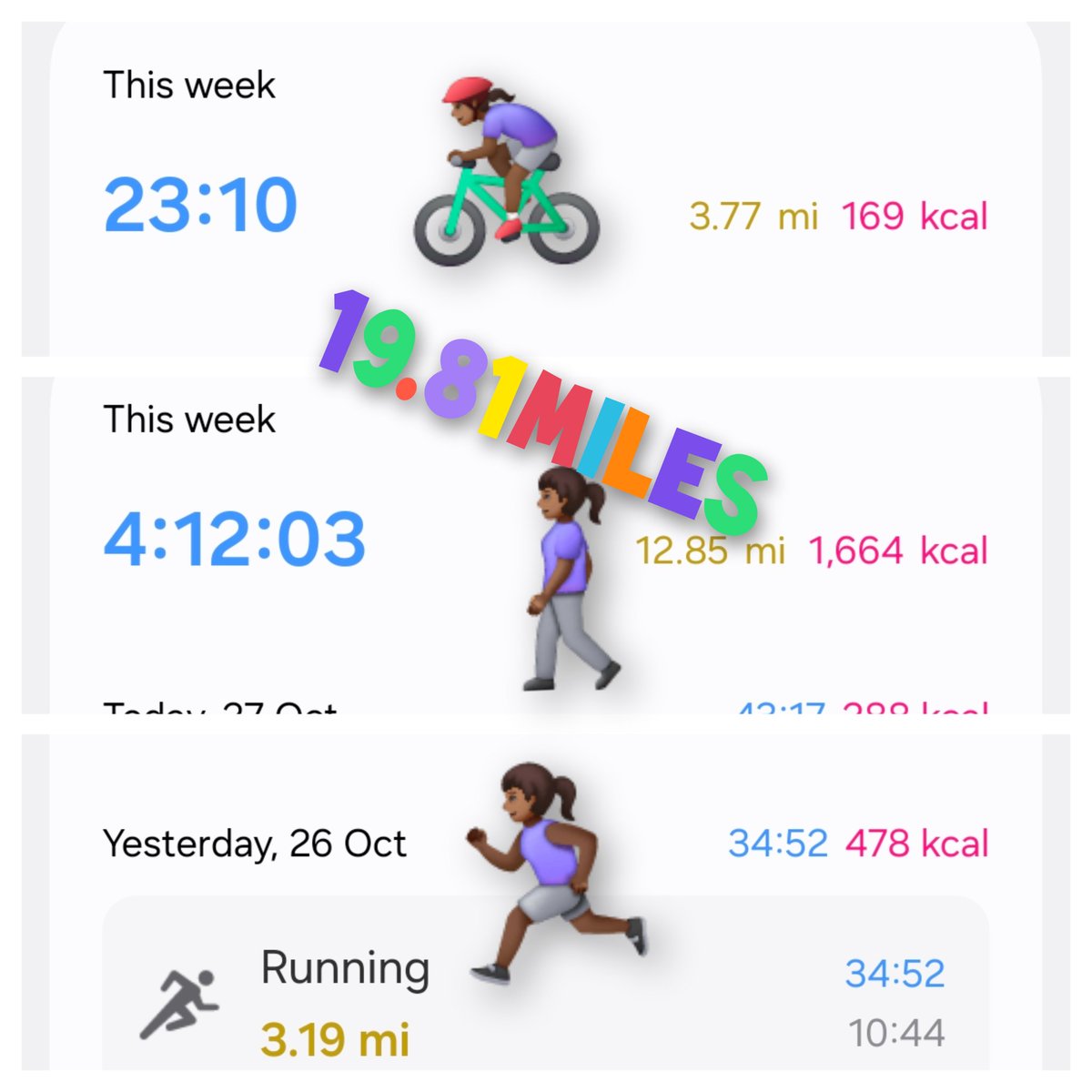 IbiPW's tweet photo. An improved #nhs1000miles check-in this week, 19.8miles. My 1st 5k run in 9months proved where there's a will, there's a  way! #activenurse #walkruncycle #happierweek https://t.co/vqJl9eSsRW