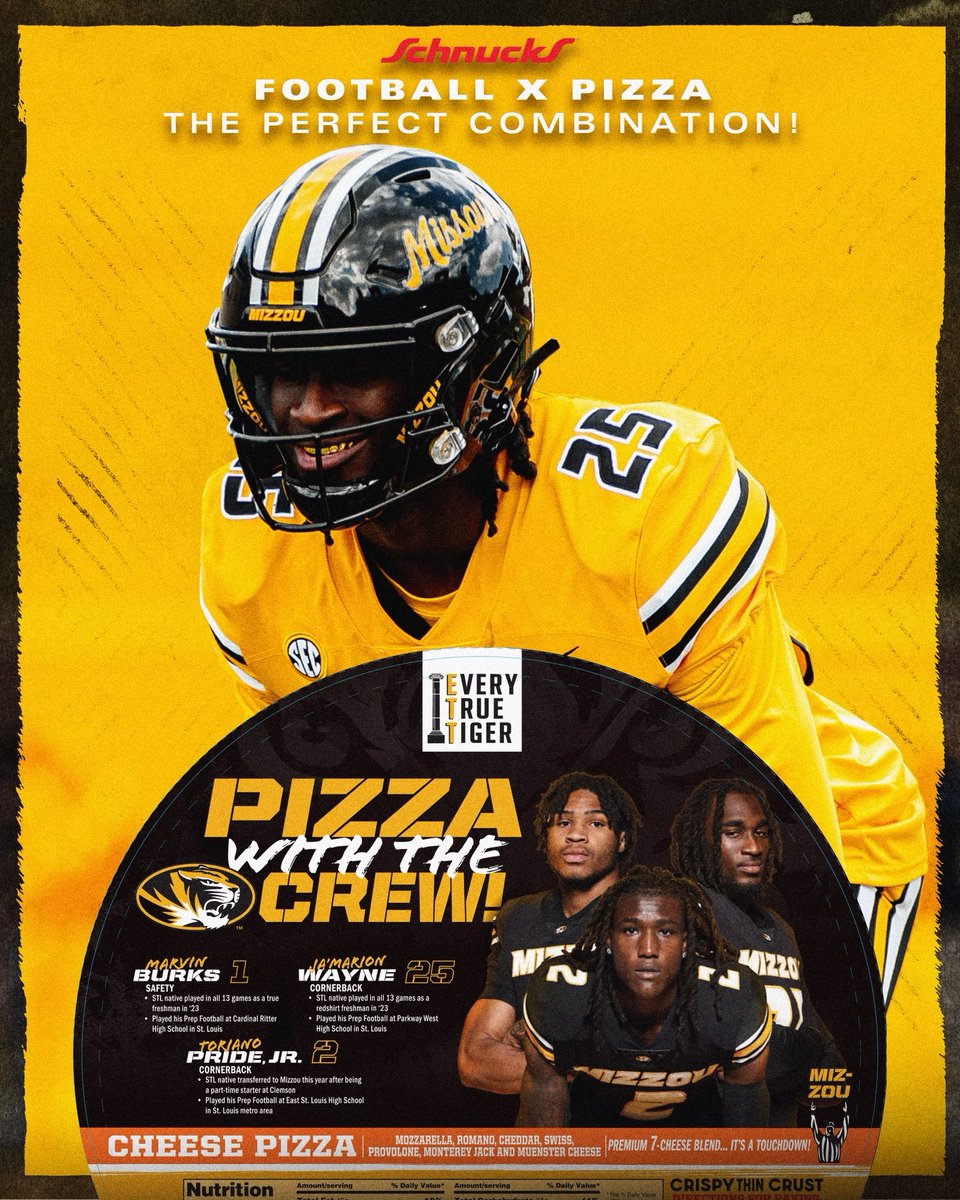 Jwayne25 (@2jwayne5) on Twitter photo Pizza lovers get to <a href="/SchnuckMarkets/">schnuckmarkets</a> for the perfect combo. Me and my STL brothers proud to rep <a href="/MizzouFootball/">Mizzou Football</a> Pizza with the Crew! Pizza lovers get to <a href="/SchnuckMarkets/">schnuckmarkets</a> for the perfect combo. Me and my STL brothers proud to rep <a href="/MizzouFootball/">Mizzou Football</a> Pizza with the Crew!