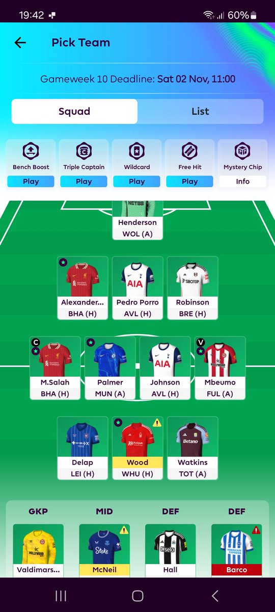 PureLethalG's tweet photo. @FPLFocal Barco to Ait-Nouri to fill out team. Ait-Nouri to start next game week. https://t.co/tciYi1tz2b